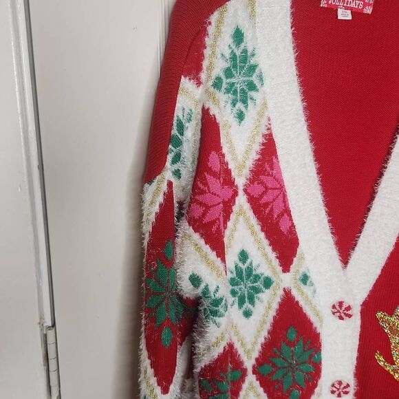 Jollidays Christmas reindeer v neck cardigans women's size XXL - Picture 3 of 7